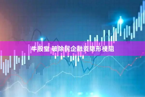 牛股堂 破除民企融资隐形梗阻