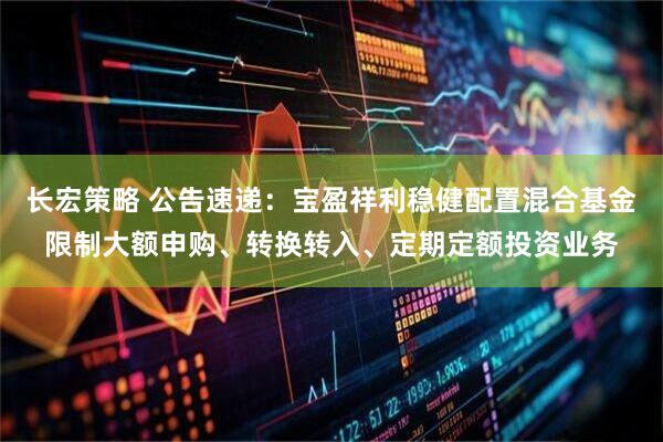 长宏策略 公告速递：宝盈祥利稳健配置混合基金限制大额申购、转换转入、定期定额投资业务