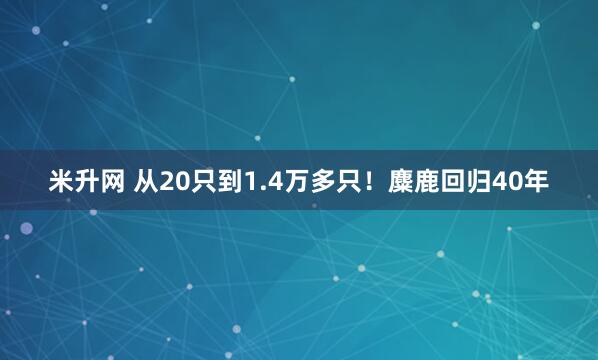 米升网 从20只到1.4万多只!麋鹿回归40年