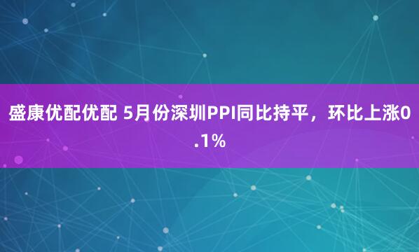 盛康优配优配 5月份深圳PPI同比持平，环比上涨0.1%